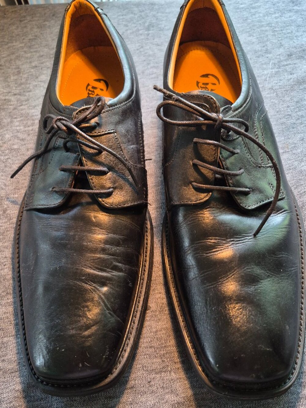 Bata Black Lace Up Square Toe Czech Republic Leather Shoes Size 12 46EU
